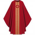  Red "Assisi" Chasuble - Woven Band - Elias Fabric 