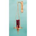  Combination Finish Bronze Hanging Sanctuary Lamp With Bracket: 7130 Style - 15.5" Ht 
