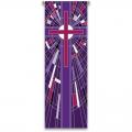  Purple Printed Banner - Cross Motif - Deco Fabric 