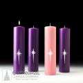  Star of the Magi Advent Stearine Pillar Set SHE 3 x 12 - 3 Purple, 1 Rose 