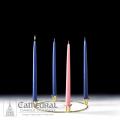  Advent Tapers - 10" Gold Wreath Set - 3 Blue, 1 Rose - 12" 