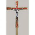  Bronze Enameled Floor Processional Crucifix: Style 8633 - 84" Ht 