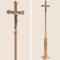  Combination Finish Bronze Floor Processional Crucifix w/Bronze Column: 9035 Style - 83" Ht 