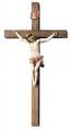  Block 24" Crucifix in Walnut Wood - Hand Painted Corpus - 24" Ht 