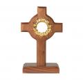  WALNUT WOOD RELIQUARY WITH GOLD PLATED INSERT 