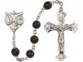  Rosary w/Black Capped Our Father Beads 
