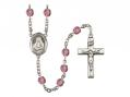  St. Frances Cabrini Centre w/Fire Polished Bead Rosary in 12 Colors 