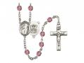  St. Brendan The Navigator/Navy Centre w/Fire Polished Bead Rosary in 12 Colors 