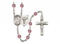  St. Camillus of Lellis/Nurse Center w/Fire Polished Bead Rosary in 12 Colors 