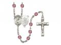  St. Christopher/Army Centre w/Fire Polished Bead Rosary in 12 Colors 