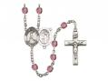  St. Sebastian/Baseball Centre w/Fire Polished Bead Rosary in 12 Colors 