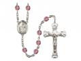 St. Dymphna Centre w/Fire Polished Bead Rosary in 12 Colors 