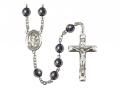  St. Hubert of Liege Centre Rosary w/Hematite Beads 