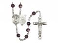  St. Christopher/Army Centre Rosary w/Brown Beads 
