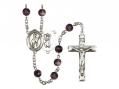  St. Christopher/Rodeo Centre Rosary w/Brown Beads 