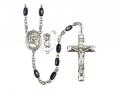  St. Christopher/Motorcycle Centre Rosary w/Black Onyx Beads 