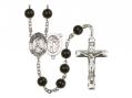  St. Sebastian/Baseball Centre Rosary w/Black Onyx Beads 