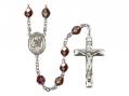  St. Agatha Center Rosary w/Aurora Borealis Garnet Beads 