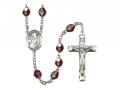  St. Augustine of Hippo Center Rosary w/Aurora Borealis Garnet Beads 