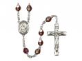  St. Camillus of Lellis Centre Rosary w/Aurora Borealis Garnet Beads 