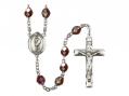  St. Florian Centre Rosary w/Aurora Borealis Garnet Beads 