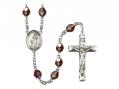  St. Genesius of Rome Centre Rosary w/Aurora Borealis Garnet Beads 