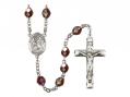  St. John the Baptist Centre Rosary w/Aurora Borealis Garnet Beads 