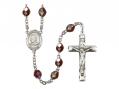  St. John Bosco Centre Rosary w/Aurora Borealis Garnet Beads 