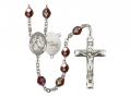  St. Joseph of Cupertino Centre Rosary w/Aurora Borealis Garnet Beads 
