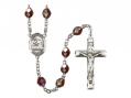  St. Joshua Centre Rosary w/Aurora Borealis Garnet Beads 