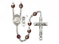  St. Christopher/Skiing Centre Rosary w/Aurora Borealis Garnet Beads 