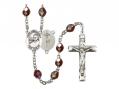  St. John Paul II Centre Rosary w/Aurora Borealis Garnet Beads 