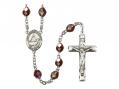  St. Catherine of Sweden Centre Rosary w/Aurora Borealis Garnet Beads 