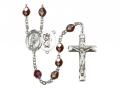  St. Christopher/Softball Centre Rosary w/Aurora Borealis Garnet Beads 
