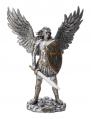  St. Michael Statue Without the Devil - Pewter Style w/Gold Trim, 13.5"H 