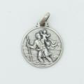  Sterling Silver Medium Round Saint Christopher Medal 