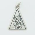  Sterling Silver Medium Triangle Saint Christopher Medal 