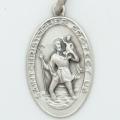  Sterling Silver Extra Large Oval Saint Christopher Medal 