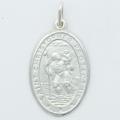  Sterling Silver Rhodium Plated Large Oval Saint Chris Medal 