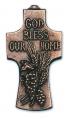  Metal Cross - God Bless Our Home - 4" Ht 