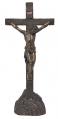  Standing Ornate Crucifix w/Rock Base Hand-Painted in Cold Cast Bronze, 13.25" Ht 