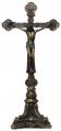  Standing Ornate Crucifix in Hand-Painted in Cold Cast Bronze, 13" Ht 