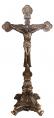  Standing Double-Sided Crucifix Hand-Painted in Cold Cast Bronze, 12.5" Ht 