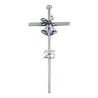  Marriage/Wedding/Unity 25th Anniversary Wall Cross with Bells 