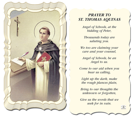 Saint Laminated Holy Card Thomas Aquinas Prayer St G thomas aquinas - 
