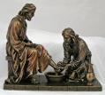  Christ Washing Feet Statue - Cold-Cast Bronze, 8.5"H 