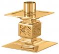  Altar Candlestick | 4-1/2" | Brass Or Bronze | Square Base | Contemporary Style 