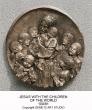  Jesus w/Kids Medallion Without Panel in Fiberglass, 24"D 