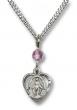  Miraculous Heart Neck Medal/Pendant Only w/Bead - Light Amethyst - June 