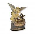  ST. MICHAEL GOLD FOIL LASER CUT WOODEN SAINT STATUE 